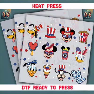 Ready To Press Disney 4th Of July  DTF Transfers