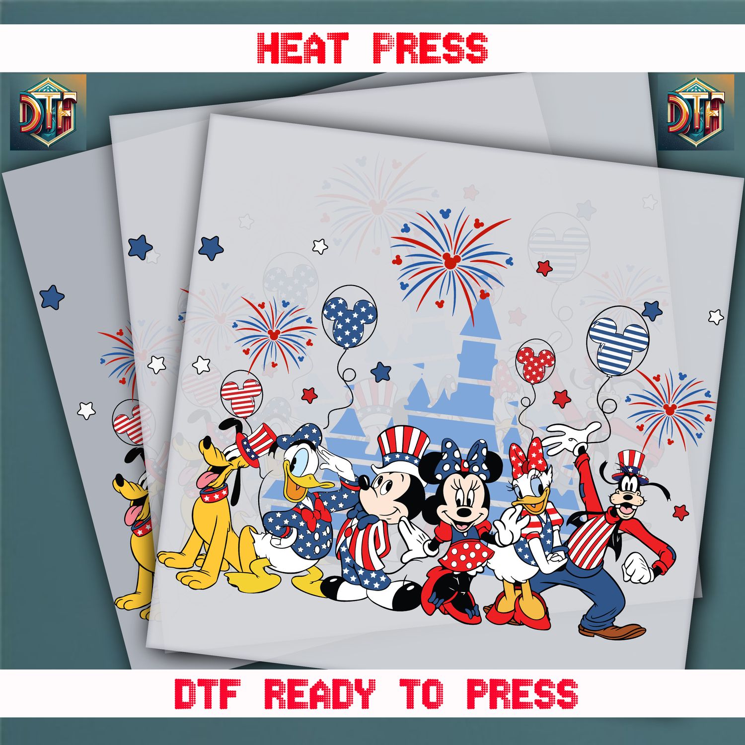 Ready To Press Disney 4th Of July  DTF Transfers