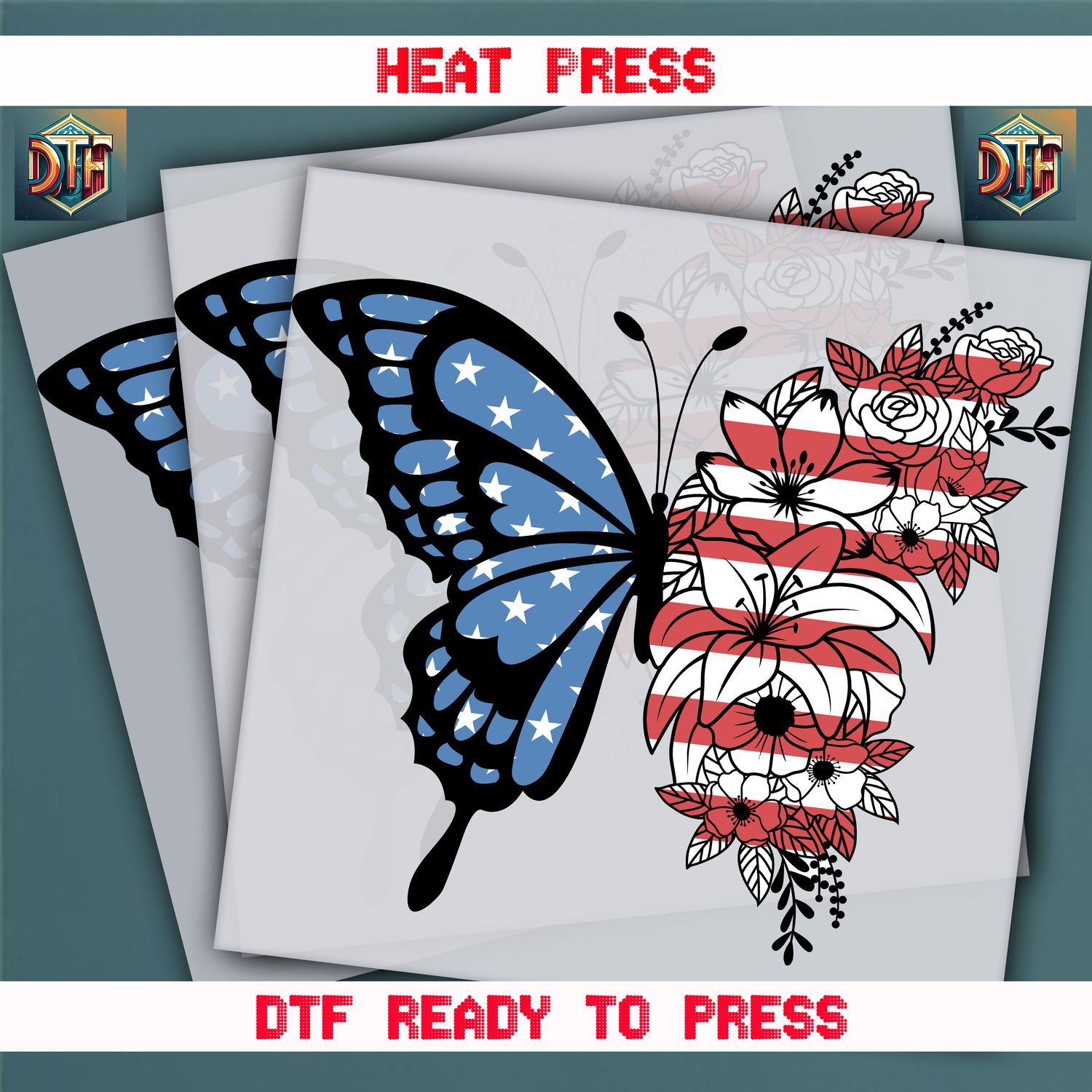 Ready To Press Butterfly USA Transfers
