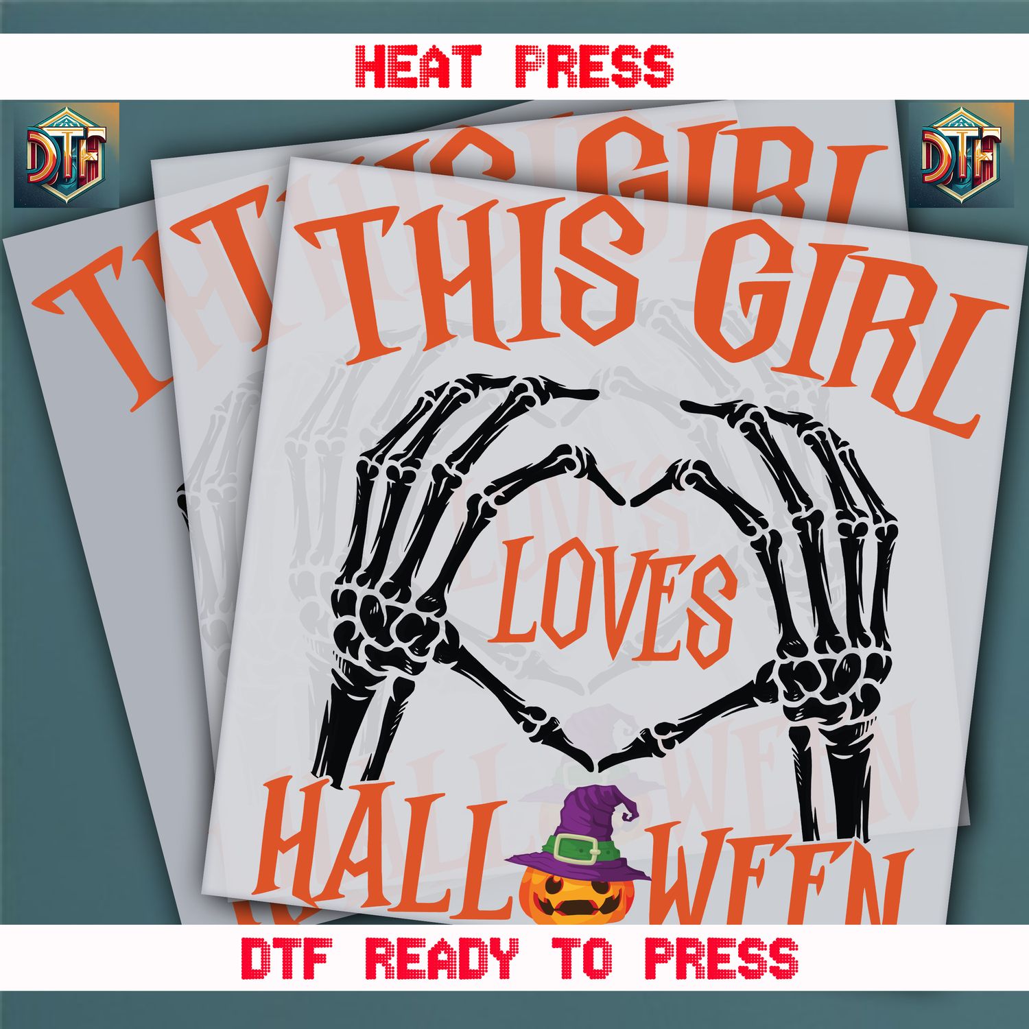 Ready To Press This Girl Loves Halloween DTF Transfers