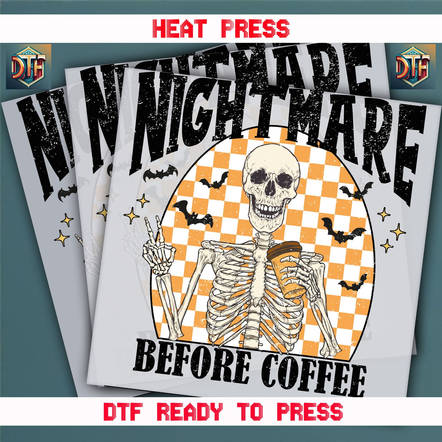 Ready To Press Nightmare Before Coffee DTF Transfers