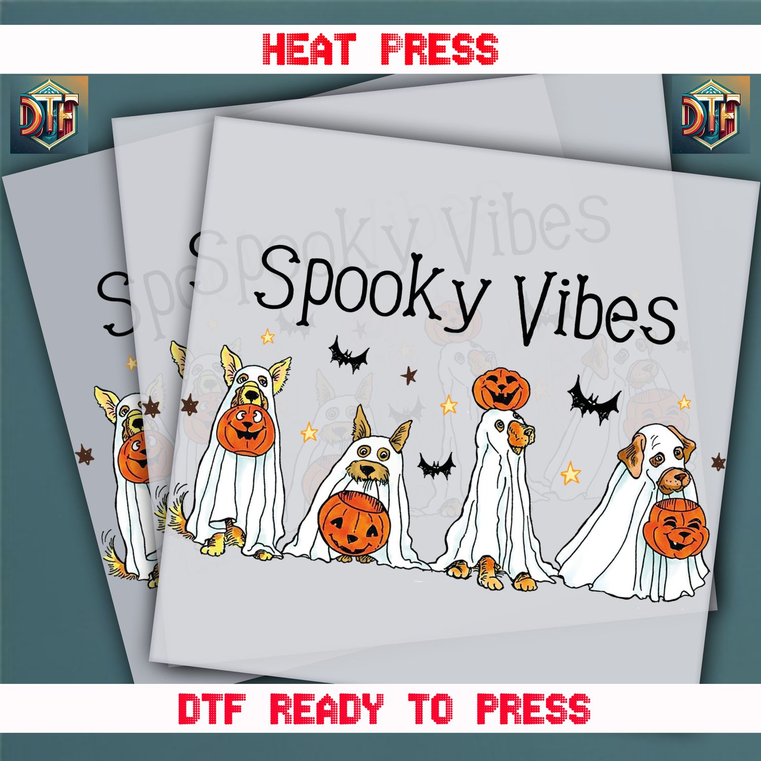 Ready To Press Spooky Vibes DTF Transfers