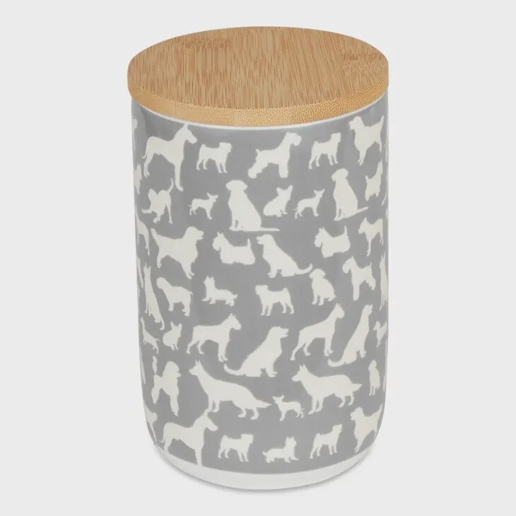 Dog Show Grey Ceramic Treat Canister