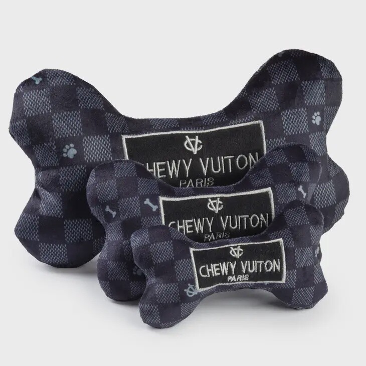 Black Chewy Vuiton Bone Dog Toy-small