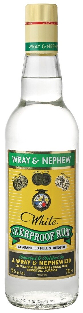 WRAY &amp; NEPHEW WHITE OVER PROOF RUM, Size: 750 ml