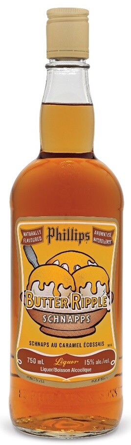 PHILLIPS BUTTER RIPPLE SCHNAPPS, Size: 750 ml