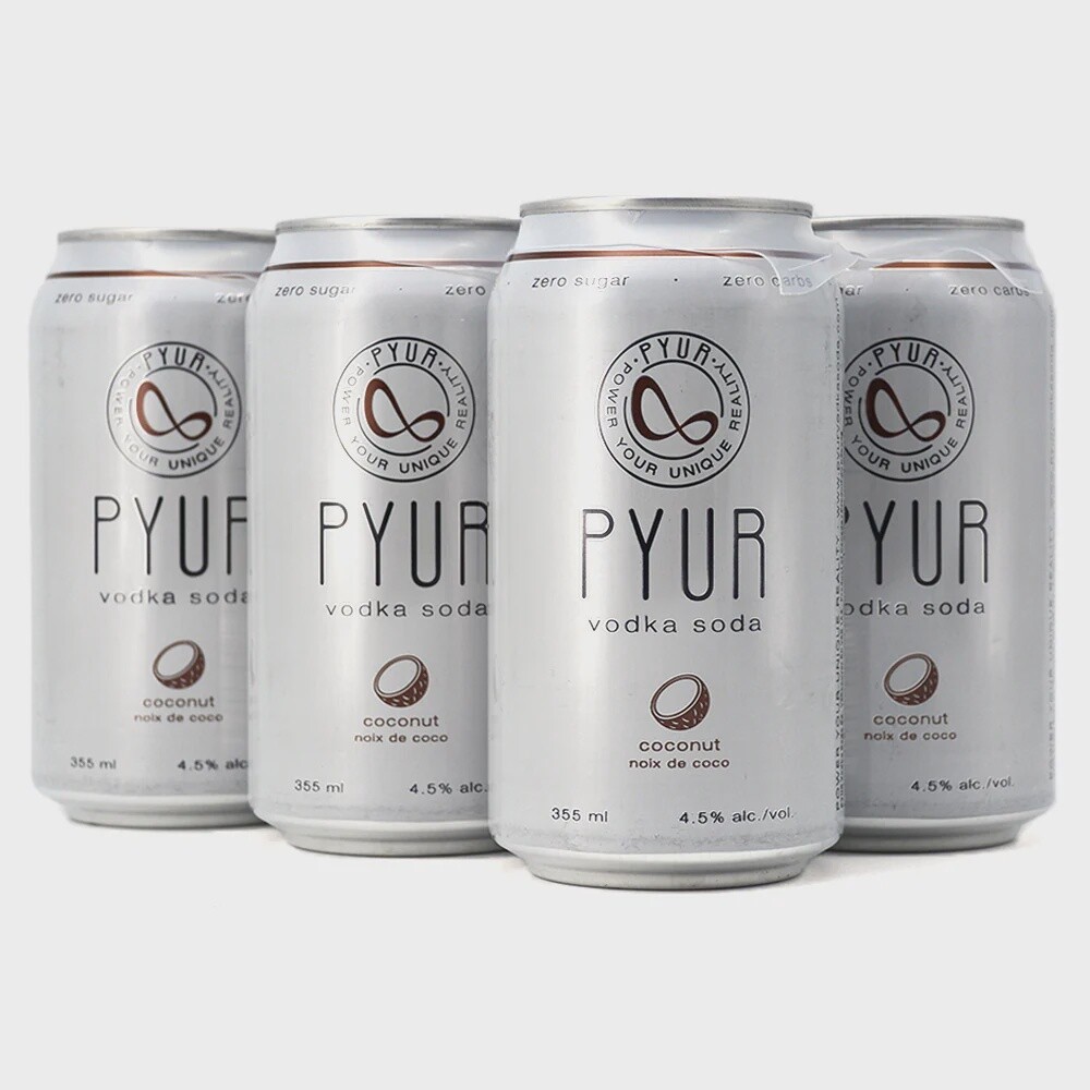 PYUR VODKA SODA COCONUT, Size: 6 Cans