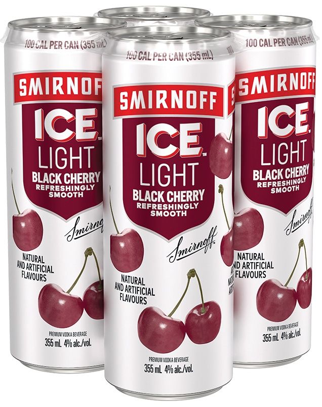 SMIRNOFF ICE LIGHT BLACK CHERRY &amp; SODA, Size: 4 Cans
