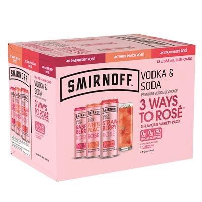 SMIRNOFF VODKA &amp;SODA ROSE VARIETY PACK, Size: 12 Cans