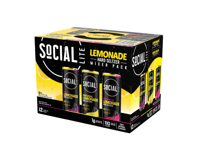 SOCIAL LITE LEMONADE VODKA SODA MIX, Size: 12 Cans