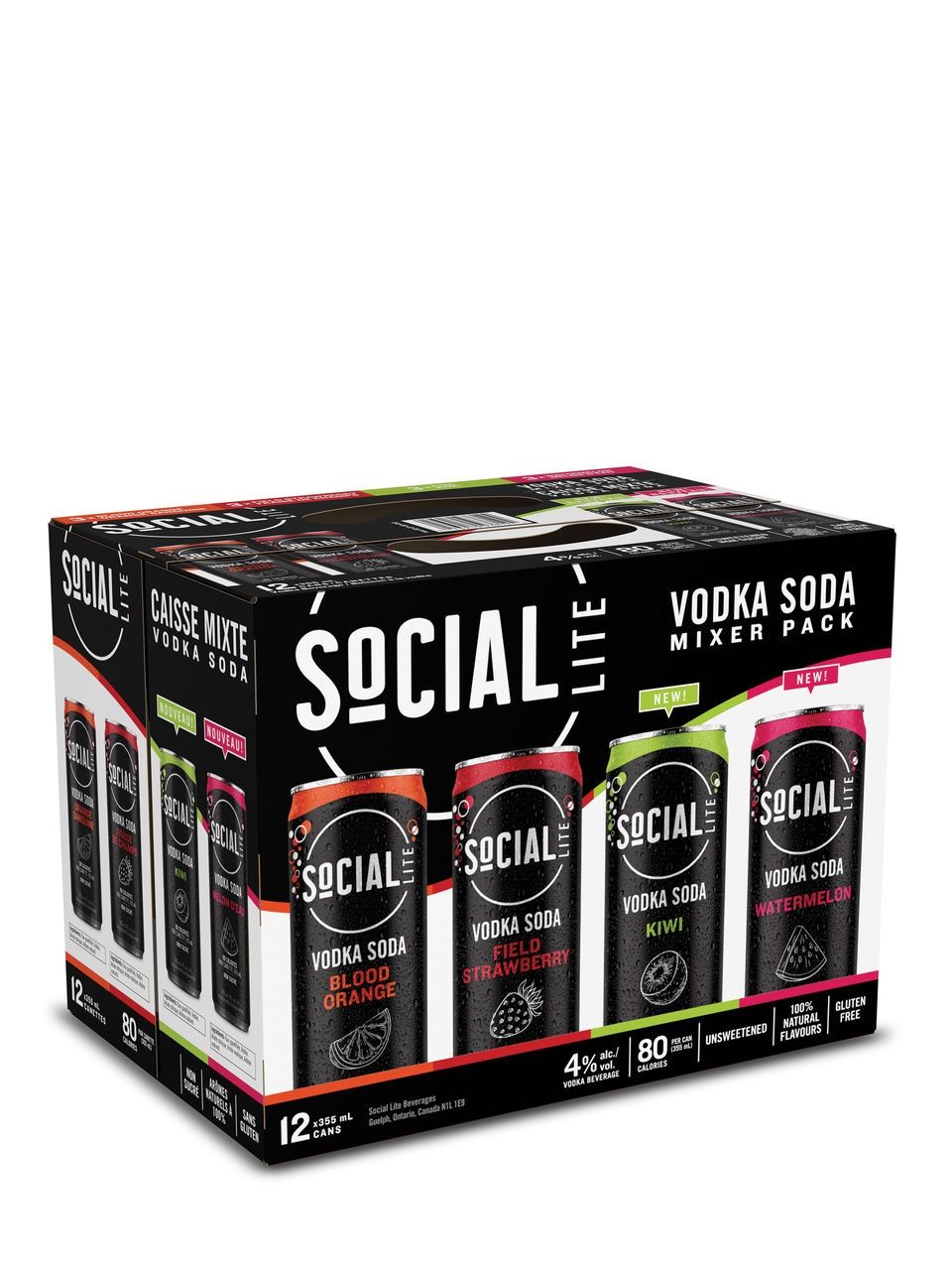 SOCIAL LITE VODKA SODA MIXED PACK, Size: 12 Cans