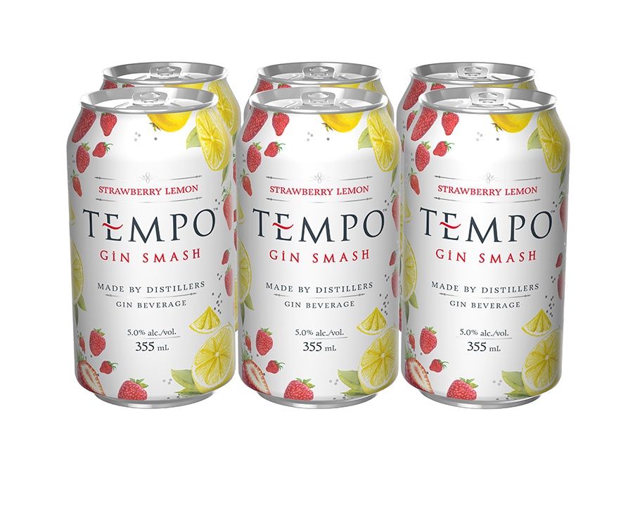 TEMPO GIN SMASH STRAWBERRY LEMON, Size: 6 Cans