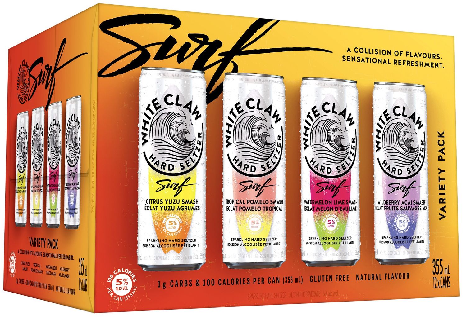WHITE CLAW SURF VARIETY PACK, Size: 12 Cans