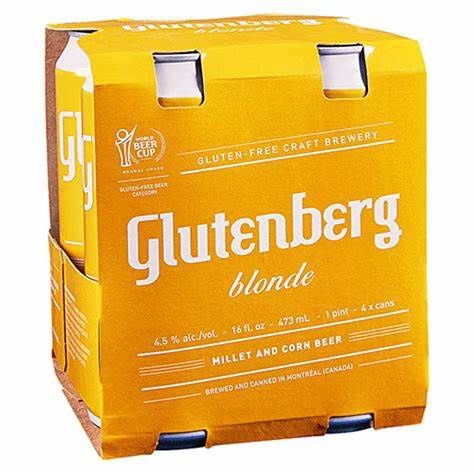 GLUTENBERG BLONDE ALE, Size: 4 Cans