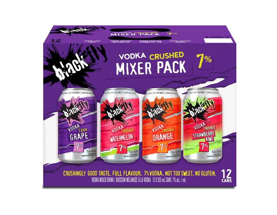 BLACK FLY VODKA CRUSHED PURPLE MIX, Size: 12 Cans