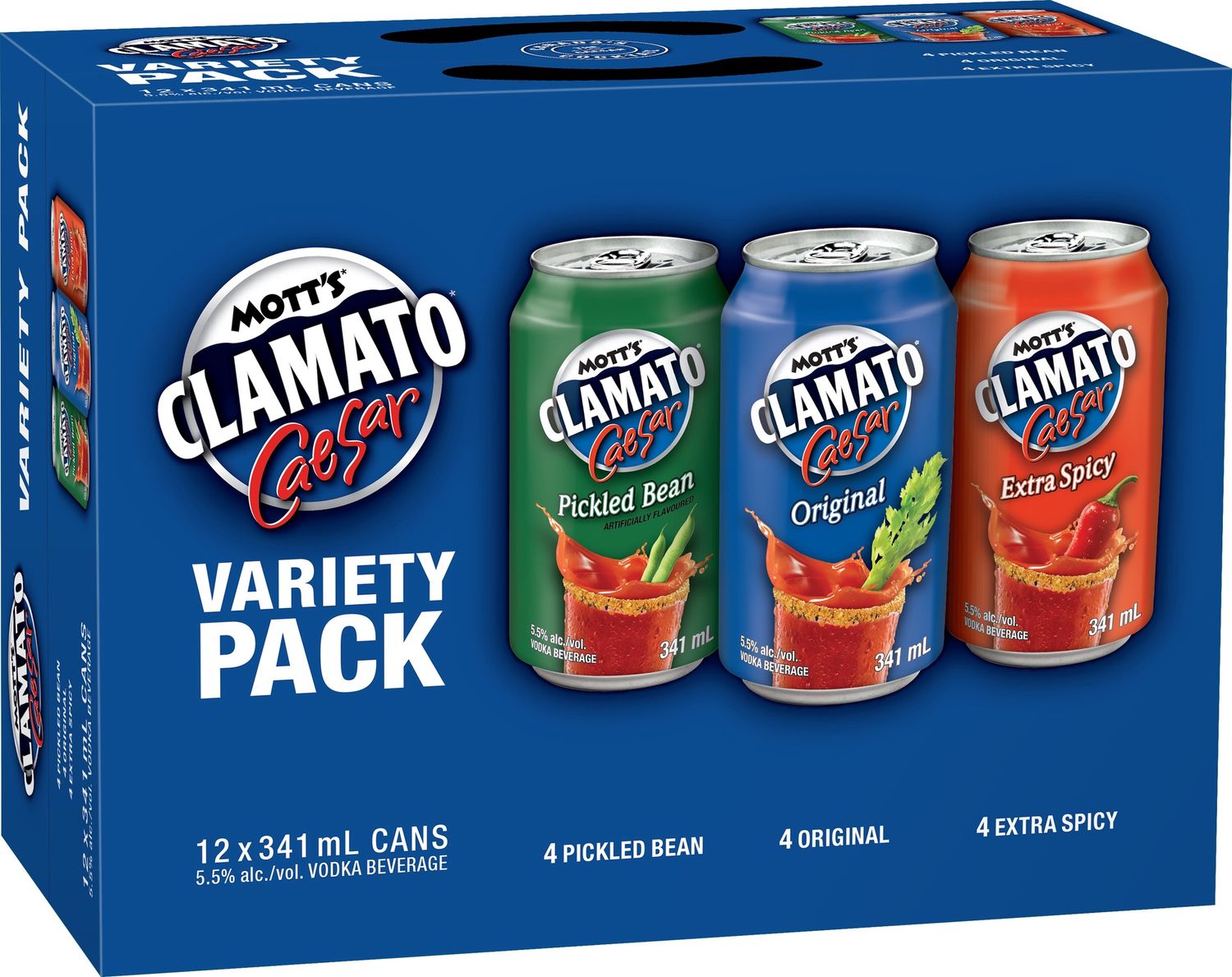 MOTT'S CLAMATO VARIETY PACK, Size: 12 Cans