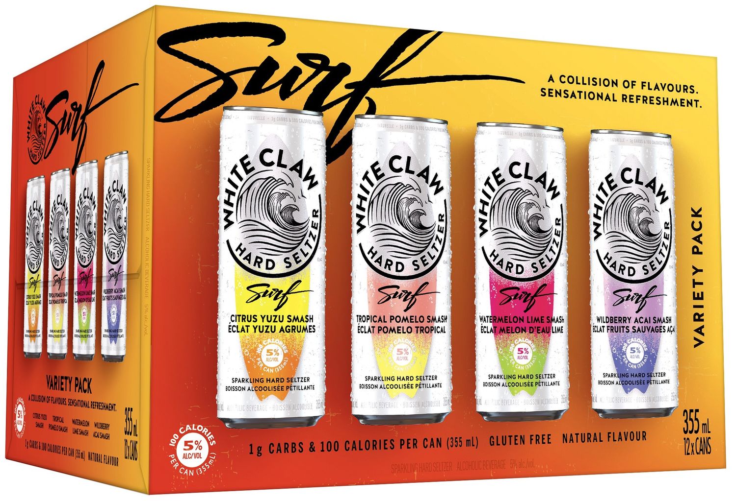 WHITE CLAW SURF VARIETY PACK, Size: 12 Cans