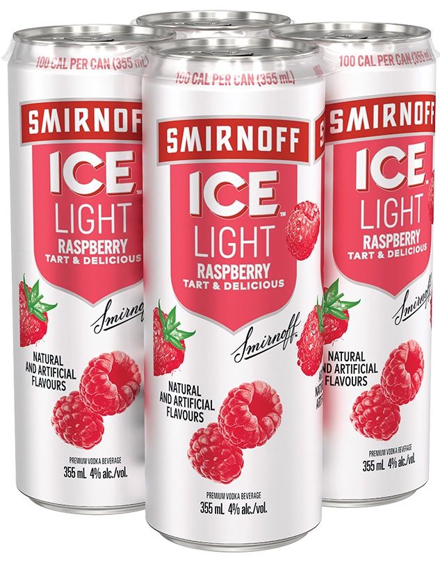 SMIRNOFF ICE LIGHT RASPBERRY &amp; SODA, Size: 4 Cans
