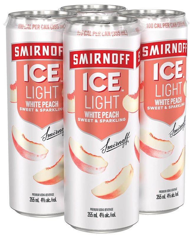 SMIRNOFF ICE LIGHT WHITE PEACH &amp; SODA, Size: 4 Cans