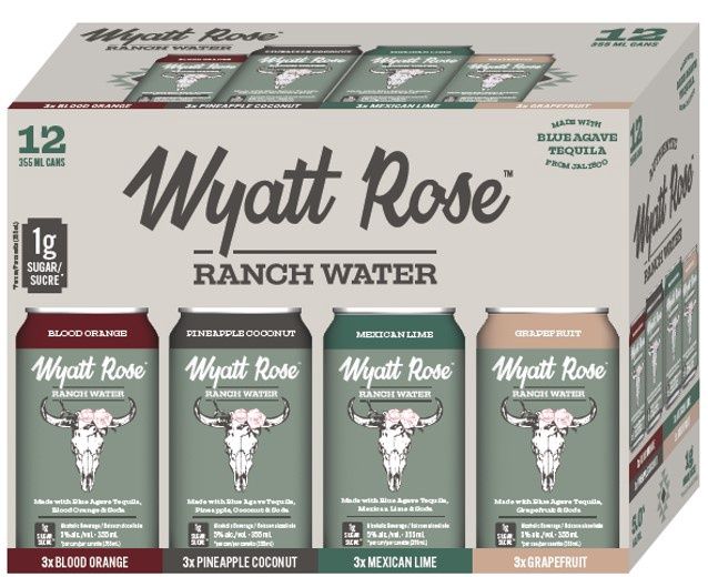 WYATT ROSE RANCH WATER MIXED, Size: 12 Cans