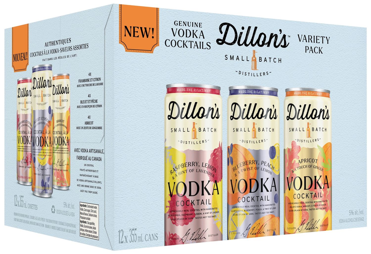 DILLON'S VODKA COCKTAILS VARIETY PACK, Size: 12 Cans