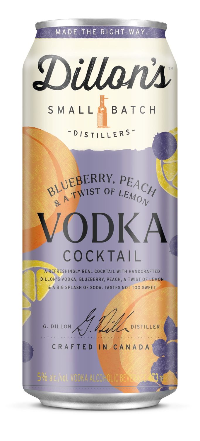 DILLON'S BLUEBERRY PEACH VODKA, Size: 1 Can 473ml