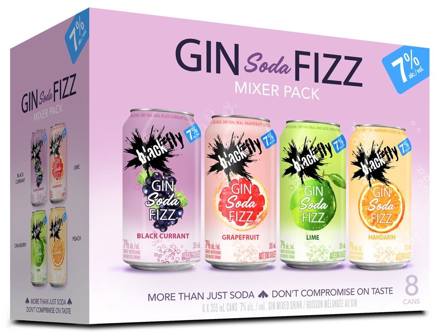 BLACK FLY GIN SODA FIZZ, Size: 8 Cans