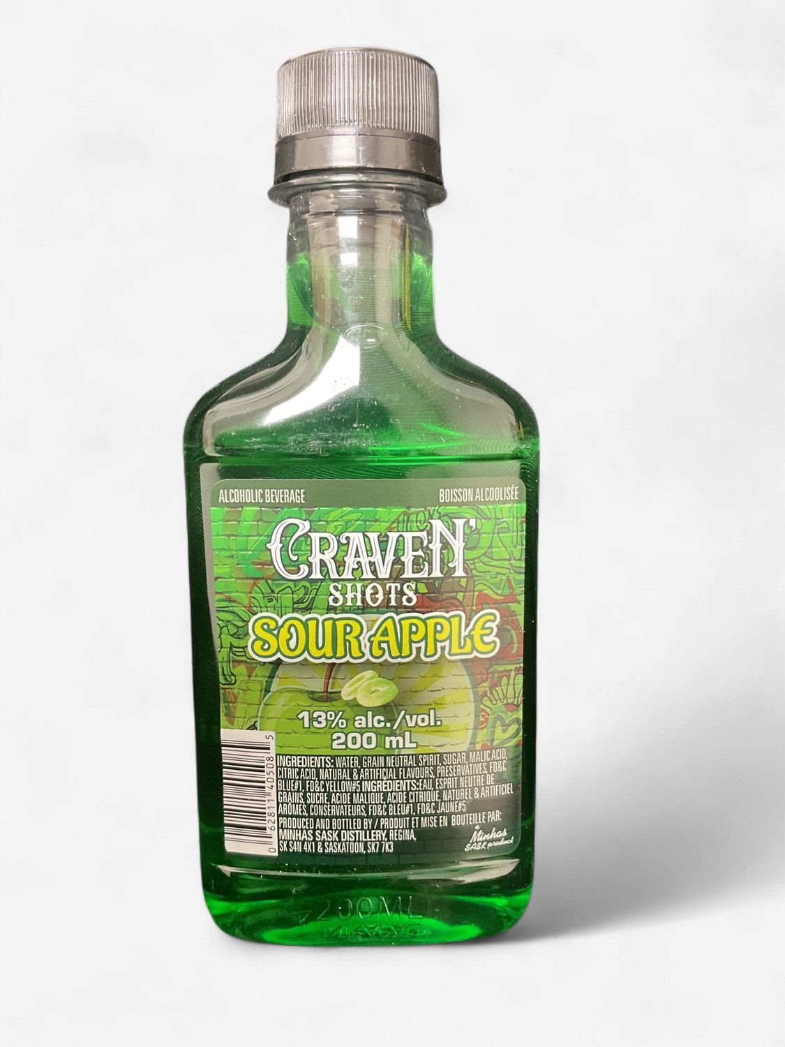 CRAVEN SHOTS SOUR APPLE, Size: 200 ml