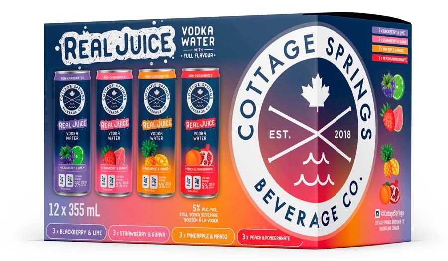 COTTAGE SPRINGS REAL JUICE VODKA MIX, Size: 12 Cans