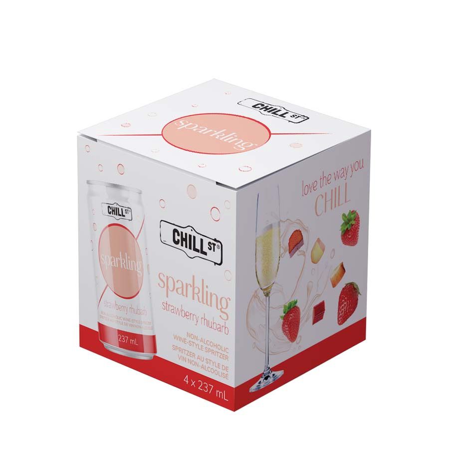 CHILL ST SPARKLING STRAWBERRY RHUBARB, Size: 4 Cans