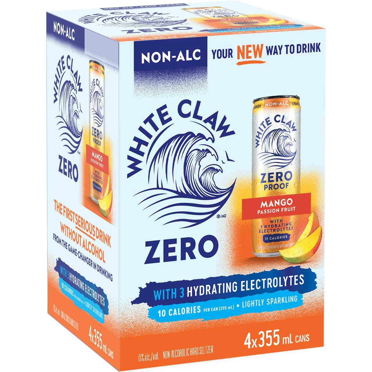 WHITE CLAW ZERO MANGO, Size: 4 Cans