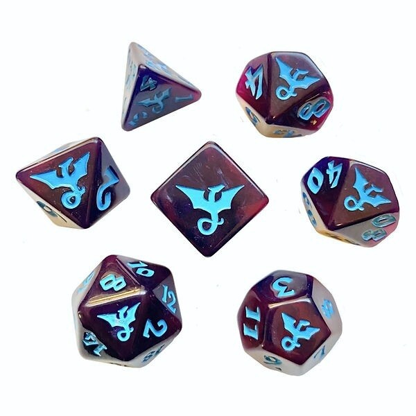 Swirl Dragon Dreadwyrm 7 Piece Dice Set - Black Oak Workshop