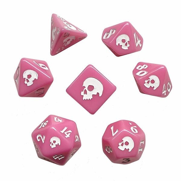 Pink Death 7 Piece Dice Set - Black Oak Workshop