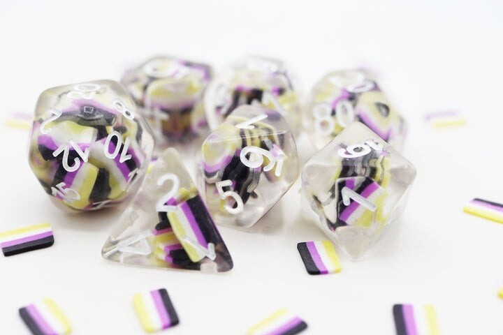 Nonbinary Flag RPG Dice Set