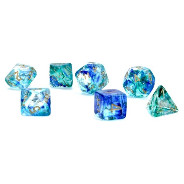 Nebula Polyhedral Oceanic/gold Luminary 7-Die Set