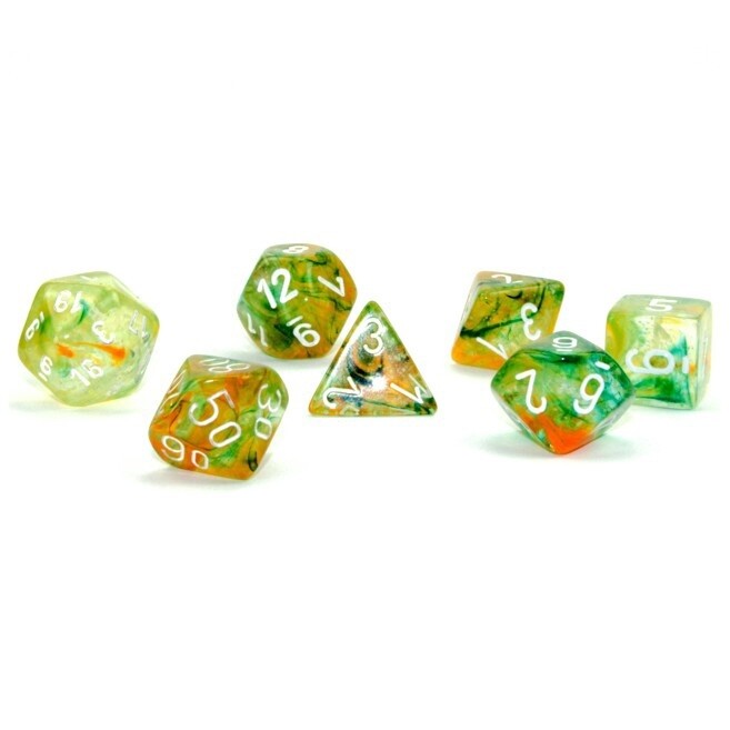 Nebula Polyhedral Spring/white Luminary 7-Die Set