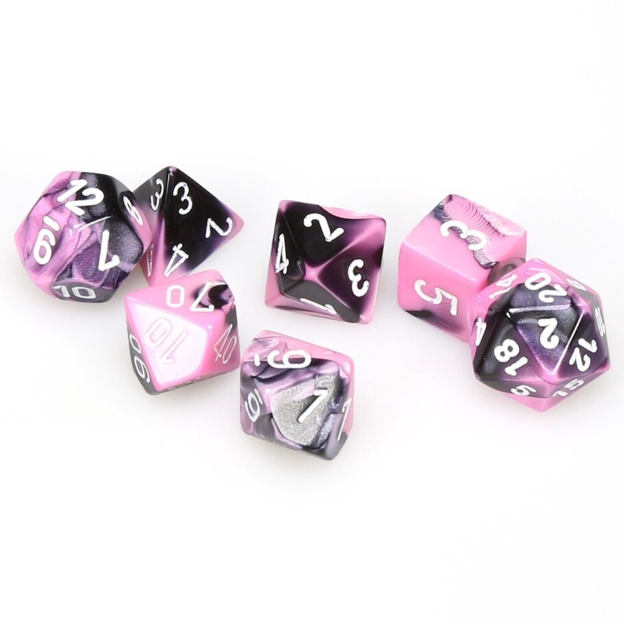 Gemini Polyhedral Black-Pink/white 7-Die Set