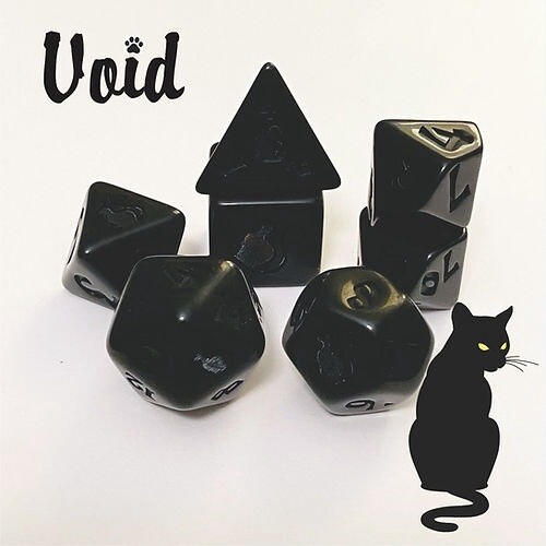 Void Kitty-Clacks 7 Piece Dice Set - Black Oak Workshop
