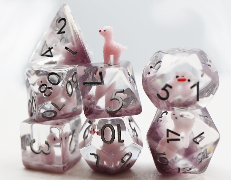 Pink Alpaca RPG Dice Set