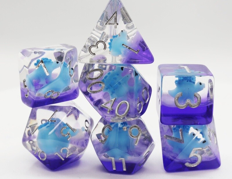 Blue Stegosaurus RPG Dice Set