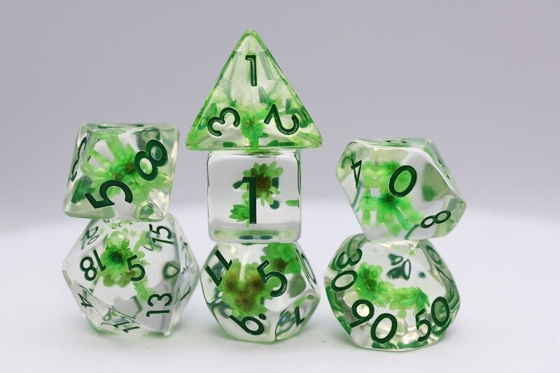 Green Daisy RPG Dice Set