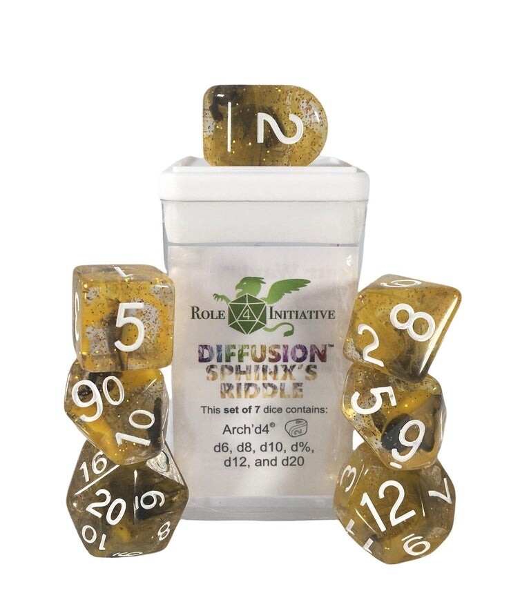 Sphinx's Riddle Set of 7 Polyhedral Dice with Arch'd4