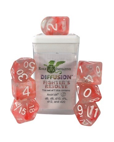 Fighter&#39;s Resolve Set of 7 Polyhedral Dice with Arch&#39;d4