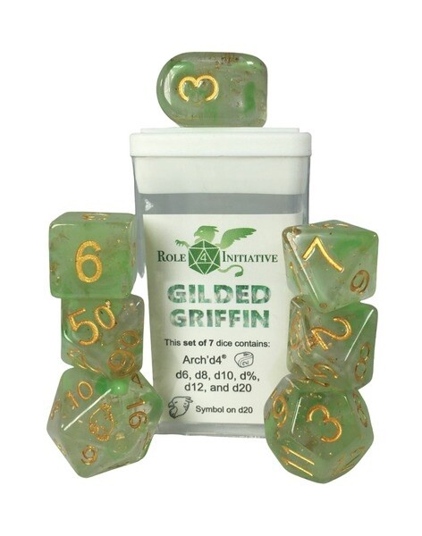 Gilded Griffin Set of 7 Polyhedral Dice with Arch'd4
