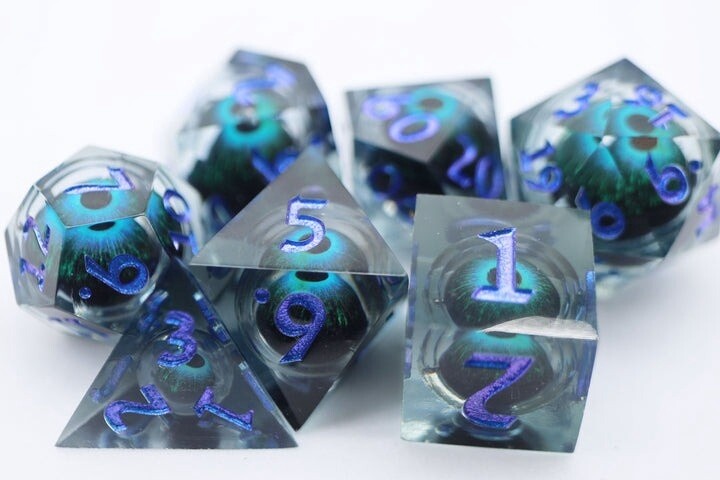 Sharp Edge Moving Eye RPG Dice Set - Blue Cyclops