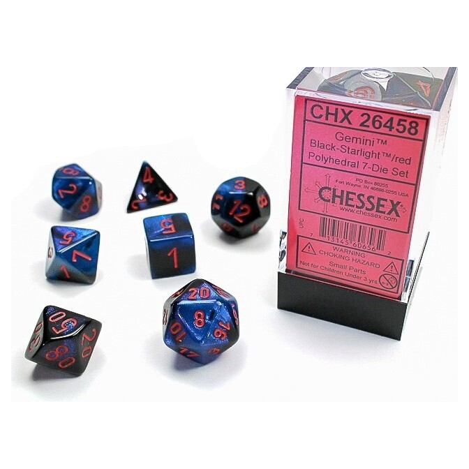 Gemini Polyhedral Black-Starlight/red 7-Die Set
