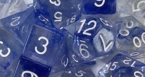 Sapphire Set of 15 Polyhedral Dice with Arch'd4