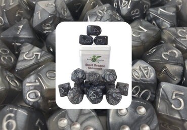 Steel Dragon Shimmer Set of 15 Polyhedral Dice with Arch'd4
