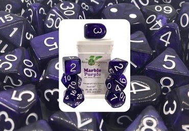 Marble Purple Set of 7 Polyhedral Dice with Arch&#39;d4