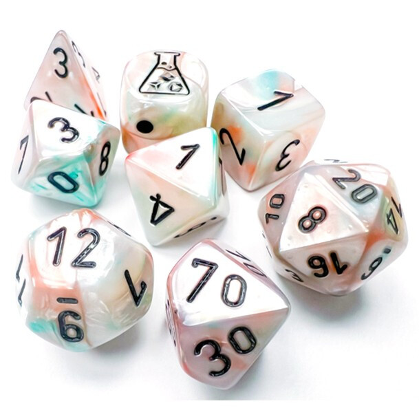 7-Set Tube Lab Dice Lustrous Luminary Sea Shell with Black